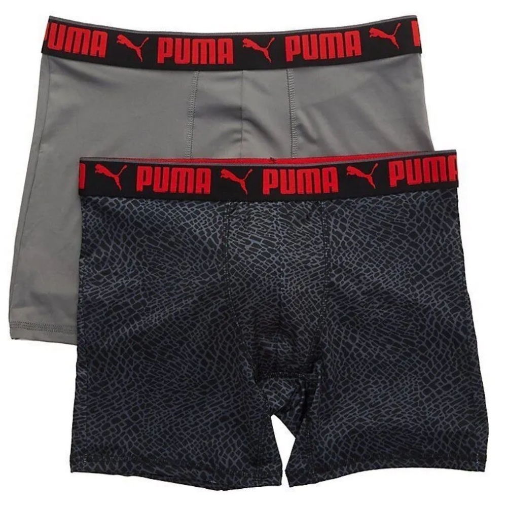 Puma Sportstyle Mens Boxer Brief Performance 2 Pack Size M (32-34) Gray Black